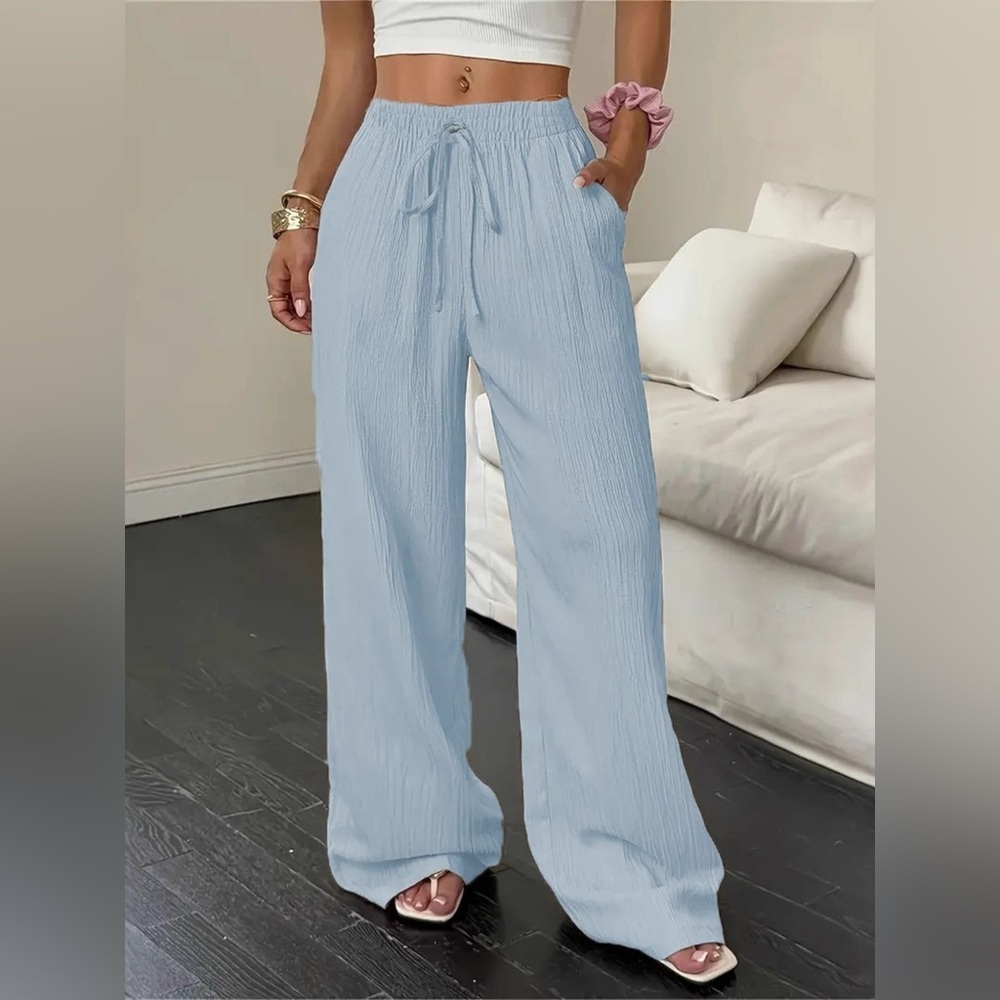 Wide Leg Pants with Drawstring